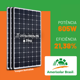Imagem de Modulo Solar Fotovoltaico Amerisolar 605w Composto Por 120 Celulas de Silicio Monocristalino As-8m120-Hc-605w