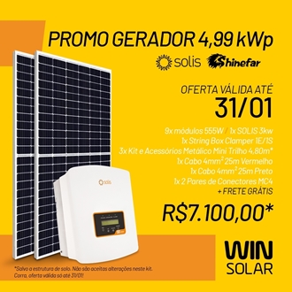 Imagem de GERADOR WIN SHINEFAR & SOLIS - 5,00 KWP - CHAPA METÁLICA