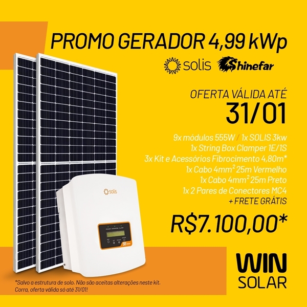 imagem de GERADOR WIN SHINEFAR & SOLIS - 5,00 KWP - FIBROCIMENTO